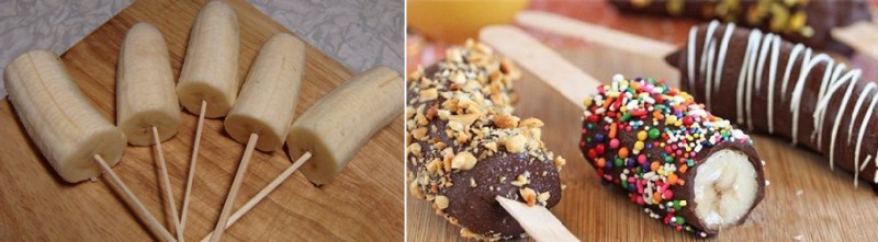 мороженое из половинок бананов - отличный десерт на детский день рождения